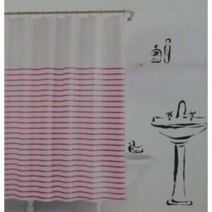 Kate Spade New York Shower Curtain Hot Pink White Stripes Harbour Stripe Barbie